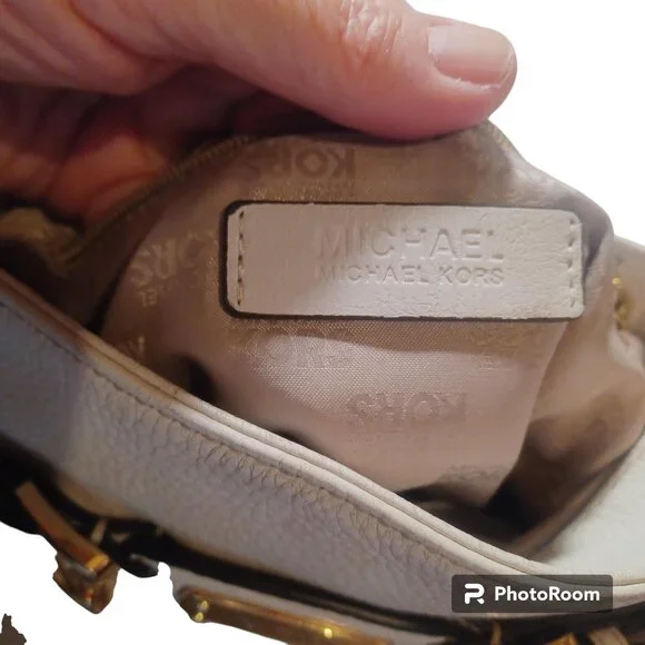 Michael Kors Hamilton Pebbled Vanilla Leather Crossbody Purse - Picture 7 of 7